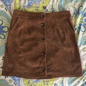 Everly button up brown corduroy skirt